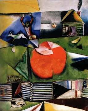 Pueblo ruso bajo la luna 2 contemporáneo Marc Chagall Pinturas al óleo